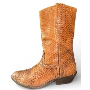 Bragano by Cole Haan Men's Brown Woven Leather Boots Size 10.5 M